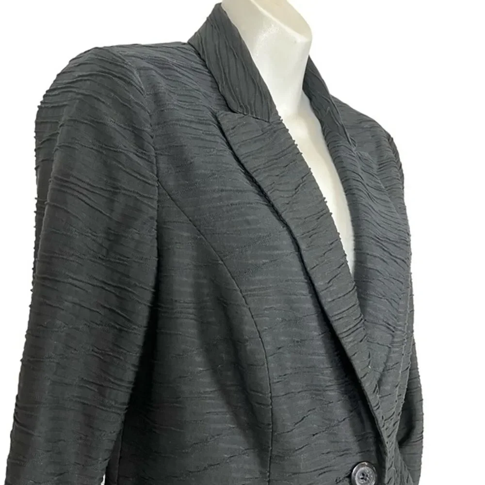 Chicos Black Stretch Knit Lined Suit Jacket Career Office 3/4 Sleeve Blazer 0 S